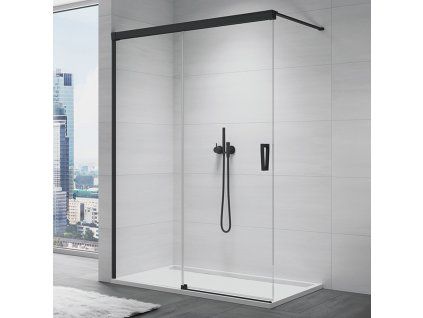 SanSwiss Cadura 140 cm pevná stěna walk-in - černý/sklo Screen CAW2G1400687