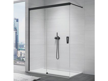 SanSwiss Cadura 120 cm pevná stěna walk-in - černý/sklo Screen CAW2G1200687