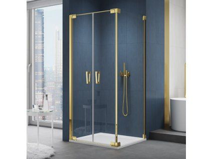 SanSwiss Cadura 90 cm dvoukřídlé dveře - zlatý/sklo Screen CA2C0901287