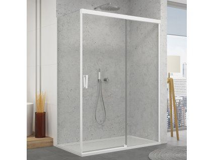 SanSwiss Cadura 170 cm jednodílné posuvné dveře - pevný díl vpravo - bílý/sklo Screen CAS2D1700987
