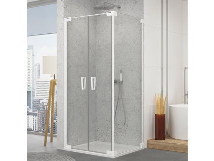 SanSwiss Cadura 80 cm dvoukřídlé dveře - bílý/sklo Screen CA2C0800987
