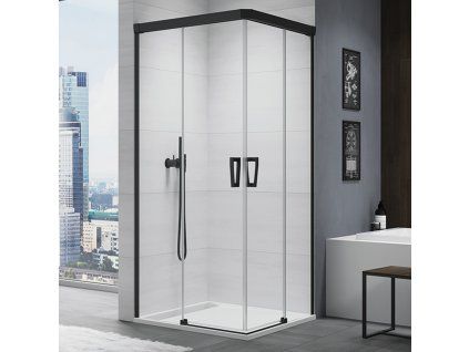 SanSwiss Cadura 75 cm dvoudílné posuvné dveře pravé - černý/sklo Screen CAE2D0750687