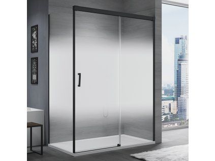 SanSwiss Cadura 150 cm jednodílné posuvné dveře - černý/sklo Screen CAS2D1500687