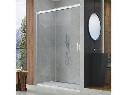 SanSwiss Cadura 180 cm jednodílné posuvné dveře - aluchrom/sklo Screen CAS2G1805087