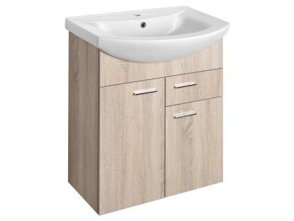 Aqualine ZOJA umyvadlová skříňka 61,5x74x32 cm 2x dvířka, 1x zásuvka, dub platin 51165