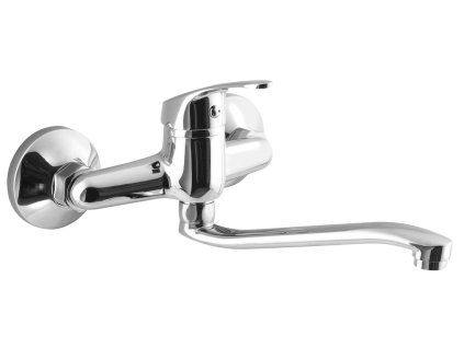 Aqualine 35 nástěnná dřezová baterie rozteč 150 mm ramínko ploché zvýšené 220 mm chrom 52145