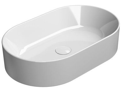GSI KUBE X keramické umyvadlo na desku 60 x 37 cm oválné bez přepadu Extra Glaze bílá 945811