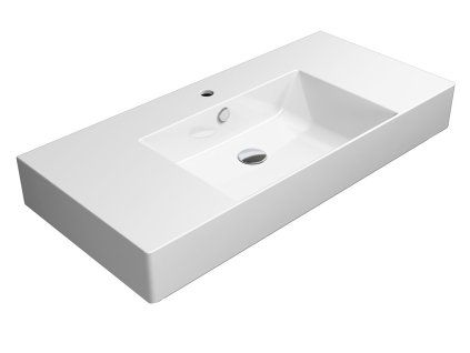 GSI KUBE X keramické umyvadlo 100 x 47 cm s odkládacími plochami s přepadem Extra Glaze bílá 9451111