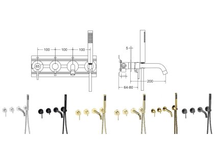 29984 podomitkovy 4 otvorovy vanovy set veo chrom