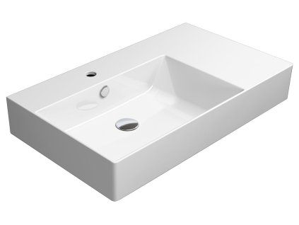 GSI Kube X keramické umyvadlo 80 x 47 cm  s odkladnou plochou vpravo  ExtraGlaze bílá 9456111