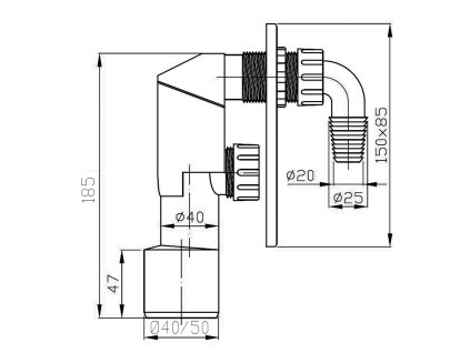 Bruckner podomítkový pračkový sifon 2 přípojky DN40/50 nerez 168.452.3