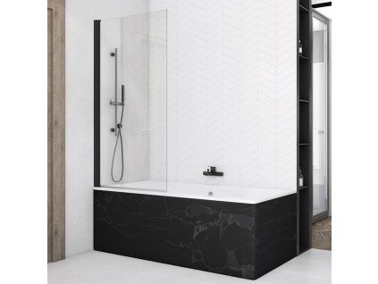 SanSwiss Ronal SOLINO Black 85 cm vanová zástěna sklo Transparent SOEB108500607