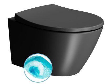 GSI MODO závěsná WC mísa 37 x 34 x 52 cm Swirlflush dualglaze černá mat 981626