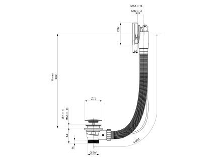 Polysan MARBLE vanová souprava s napouštěním bovden délka 800 mm chrom 11052