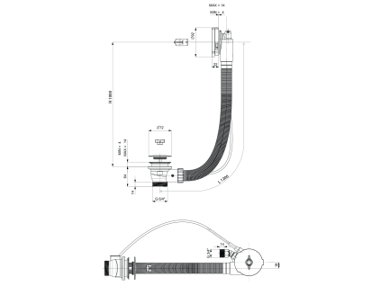 Polysan Vanová souprava s napouštěním bovden délka 1200 mm zátka 72 mm chrom 71857
