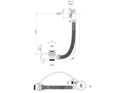 Polysan Vanová souprava s napouštěním bovden délka 800 mm zátka 72 mm chrom 71853