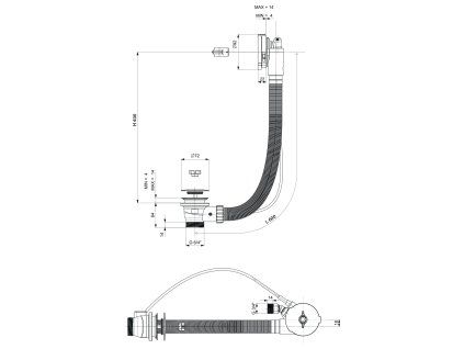 Polysan Vanová souprava s napouštěním bovden délka 600 mm zátka 72 mm chrom 71851