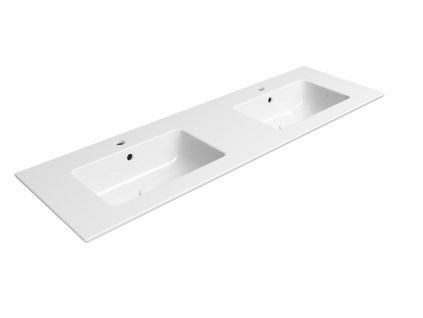GSI Pura dvojumyvadlo Slim 142 x 46 cm s otvorem pro baterii s přepadem keramické bílá Extra Glaze 8889111