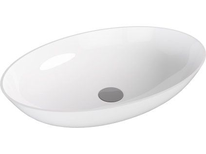 Polysan Banera Oval umyvadlo na desku 60 x 40 cm bez otvoru pro baterii litý mramor bílá 14397