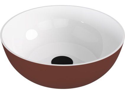 Polysan Banera Round umyvadlo na desku 39 cm bez otvoru pro baterii bez přepadu litý mramor bílá hnědá mat 14337.72