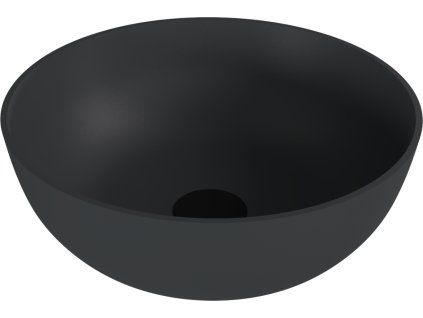 Polysan Banera Round umyvadlo na desku 39 cm bez otvoru pro baterii bez přepadu litý mramor antracit mat 14337.51