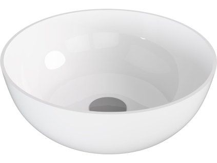 Polysan Banera Round umyvadlo na desku 39 cm bez otvoru pro baterii bez přepadu litý mramor bílá 14337