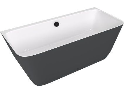 Polysan Skylla vana nástěnná stojící 169 x 75 cm litý mramor bílá antracit mat 72430.52