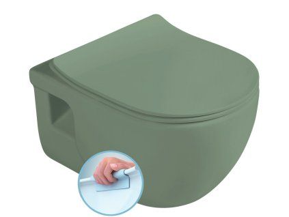 Sapho Brilla závěsná wc mísa 36,5, x 53 cm Rimless keramika zelená mat 100614-128