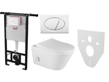 Alcaplast AM102/1120 Jádromodul komplet do bytových jader se závěsným WC RIMLESS Sapho AVVA 100315 s integrovanou baterií a bidetovou sprškou