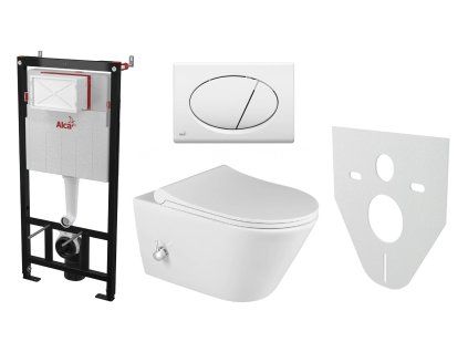 Alcaplast AM101/1120 Sádromodul komplet do sádrokartonu se závěsným WC RIMLESS Sapho AVVA 100315 s integrovanou baterií a bidetovou sprškou