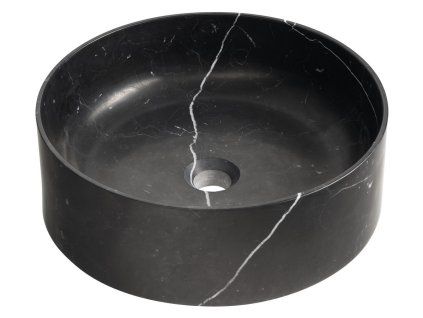 Sapho Blok kamenné umyvadlo na desku 40 cm bez otvoru pro baterii matný černý Marquin 2401-52