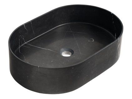 Sapho Blok kamenné umyvadlo na desku 55 x 37 cm bez otvoru pro baterii matný černý Marquin 2401-51