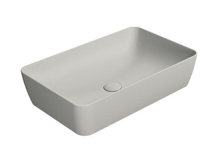 GSI Nubes obdélníkové umyvadlo na desku 60 x 38 cm bez otvoru pro baterii bez přepadu keramické cenere mat šedá 903617