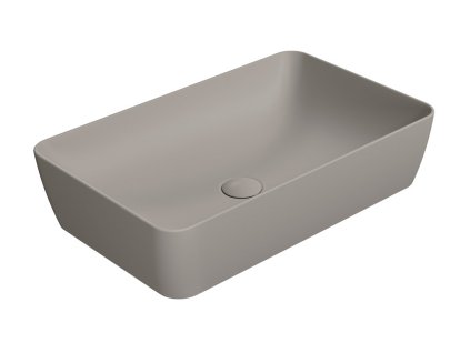 GSI Nubes obdélníkové umyvadlo na desku 60 x 38 cm bez otvoru pro baterii bez přepadu keramické tortora mat šedá 903605