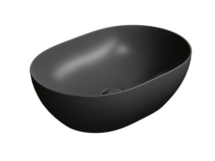 GSI Pura umyvadlo na desku 50 x 35 cm bez otvoru pro baterii bez přepadu keramické černá mat 886026