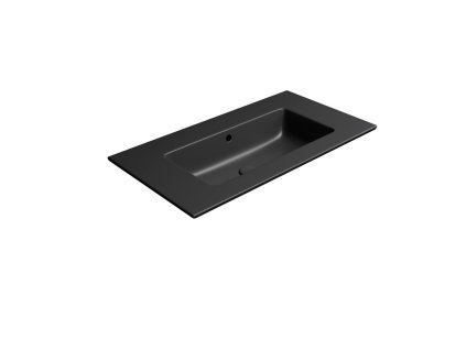 GSI Pura obdélníkové umyvadlo Slim 82 x 46 cm bez otvoru pro baterii s přepadem keramické černá mat 8885026