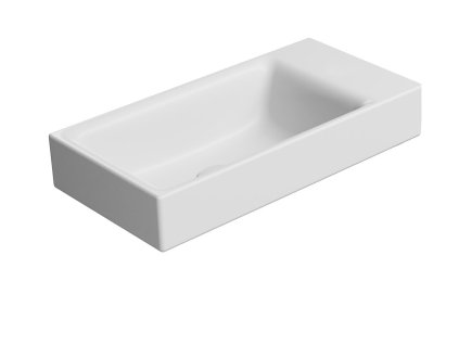 GSI Nubes obdélníkové umyvadlo 50 x 25 cm broušená spodní hrana bez otvoru pro baterii bez přepadu keramické bílá mat 96379009