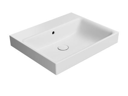 GSI Nubes obdélníkové umyvadlo 60 x 50 cm broušená spodní hrana bez otvoru pro baterii s přepadem keramické bílá mat 96319009