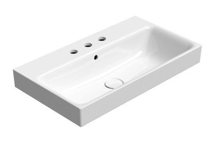 GSI Nubes obdélníkové umyvadlo 70 x 40 cm 3 otvory pro baterii s přepadem keramické bílá ExtraGlaze 9687311