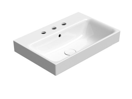 GSI Nubes obdélníkové umyvadlo 60 x 40 cm 3 otvory pro baterii s přepadem keramické bílá ExtraGlaze 9683311