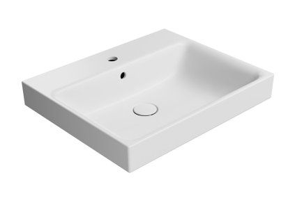 GSI Nubes obdélníkové umyvadlo 60 x 50 cm s otovrem pro baterii s přepadem keramické bílá mat 9631109