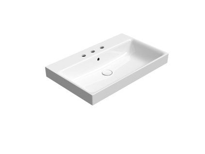 GSI Nubes obdélníkové umyvadlo 80 x 50 cm 3 otvory pro baterii keramika bílá ExtraGlaze 9622311
