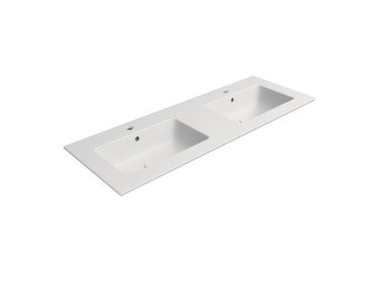 GSI Pura obdélníkové dvojumyvadlo Slim 122 x 46 cm s otvorem pro baterii s přepadem keramické bílá mat 8888109
