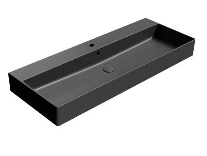 GSI Kube X obdélníkové umyvadlo 120 x 47 cm broušená spodní hrana s otvorem pro baterii s přepadem keramické černá mat 94249126