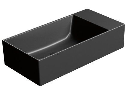 GSI Kube X obdélníkové umyvadlo 50 x 25 cm bez otvoru pro baterii pravé/levé bez přepadu keramické černá mat 9486026