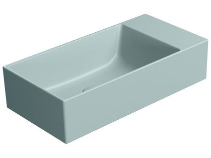 GSI Kube X obdélníkové umyvadlo 50 x 25 cm bez otvoru pro baterii pravé/levé bez přepadu keramické ghiaccio mat modrá 9486015