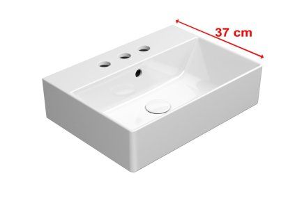 GSI Kube X obdélníkové umyvadlo 50 x 37 cm 3 otvory pro baterii s přepadem keramické bílá ExtraGlaze 9447311