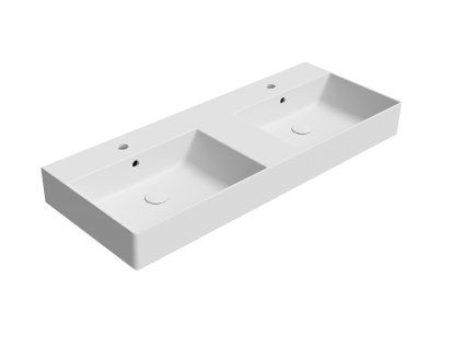 GSI Kube X obdélníkové dvojumyvadlo 120 x 47 cm s otvorem pro baterii s přepadem keramické bílá mat 9425109