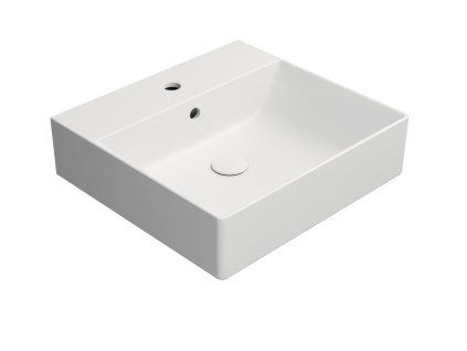 GSI Kube X čtvercové umyvadlo 50 x 47 cm broušená spodní hrana s otvorem pro baterii s přepadem keramické bílá mat 94309109