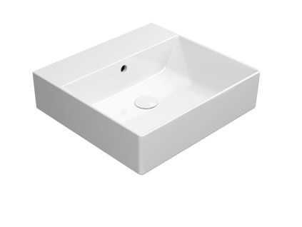 GSI Kube X čtvercové umyvadlo 50 x 47 cm broušená spodní hrana bez otvoru pro baterii s přepadem keramické bílá ExtraGlaze 94309011